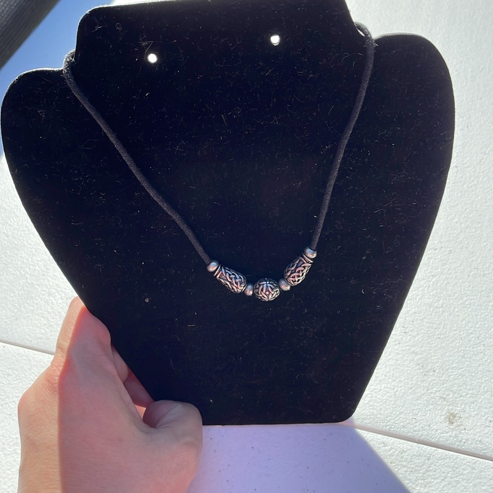 Black String Choker with Celtic Beading